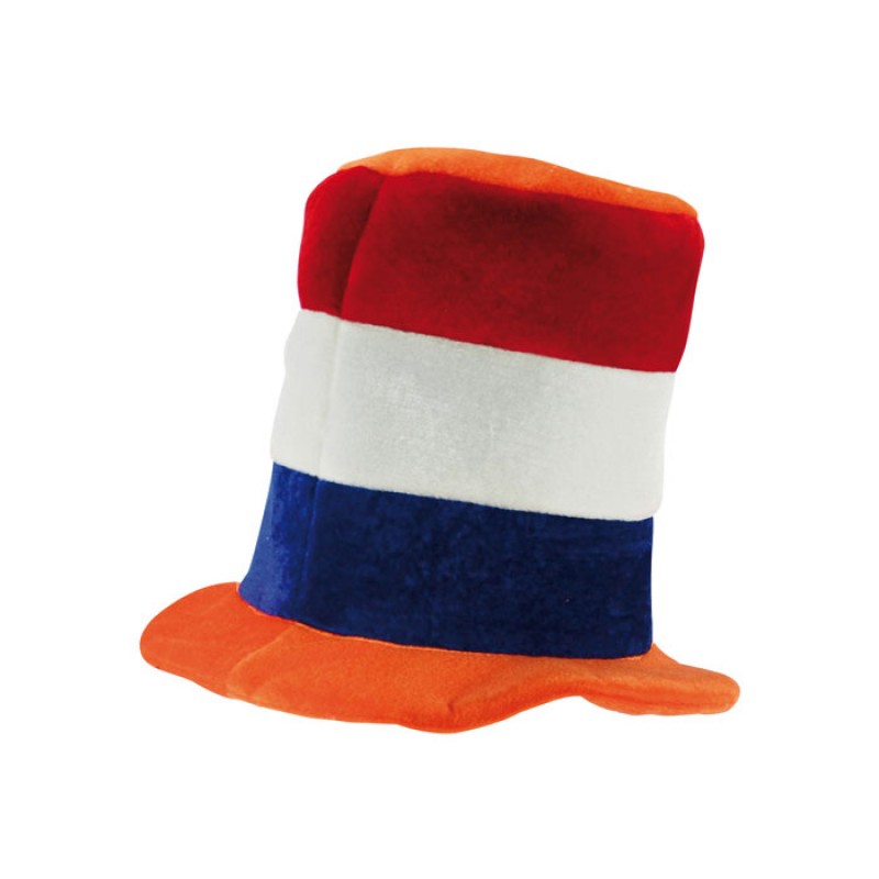 verkrachting bellen Heer Leuke hoge hoed in oranje met rood wit blauw - Oranje Shop