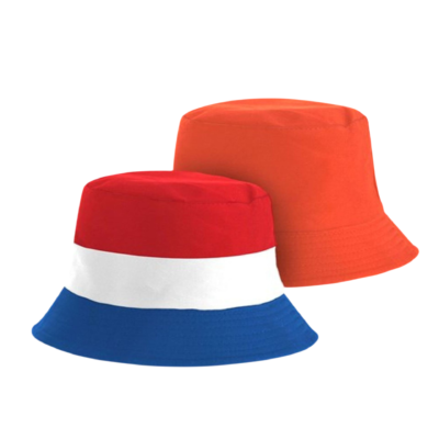 Omkeerbaar vissershoed oranje rood wit blauw